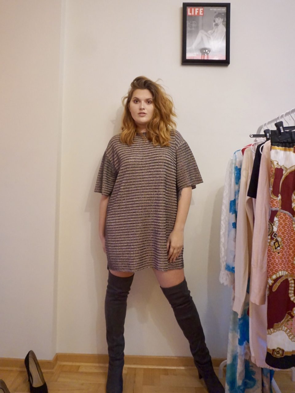 T-Shirt Dress with over the knee boots